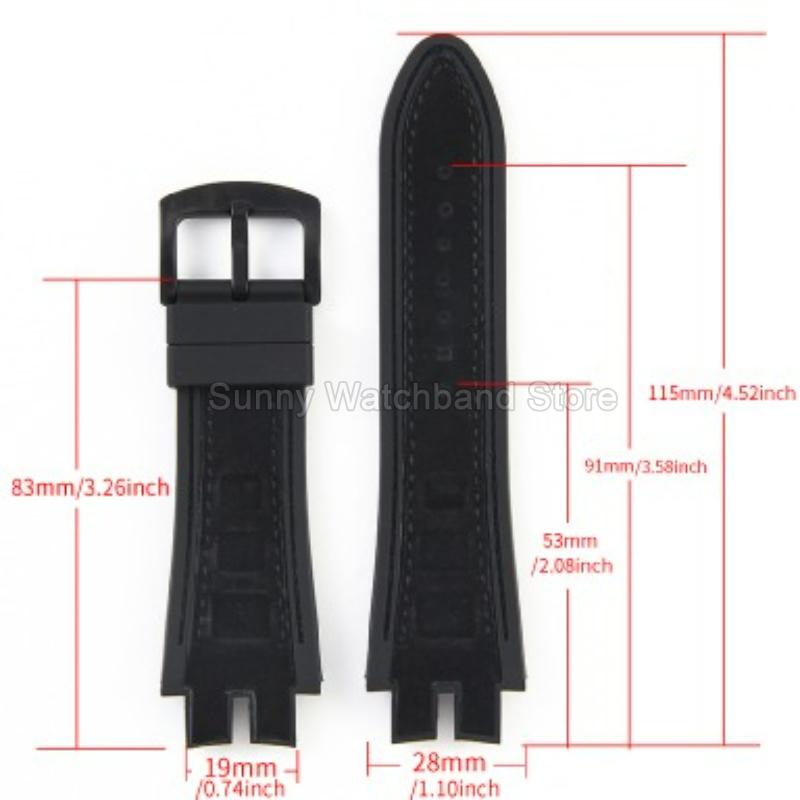 19x28mm Black Blue Red for Roger Dubuis EXCALIBUR Genuine Leather Watch Strap Special Interface Supple Moisture Wicking Design