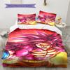 Lenjerie de pat cu model Son Goku, Set cu cuvertură, Husă de cuvertură, Față de pernă, Cadou de casă, Cadou de ziua de naștere (1 * husă de pilotă + 2 * fețe de pernă, fără miez)