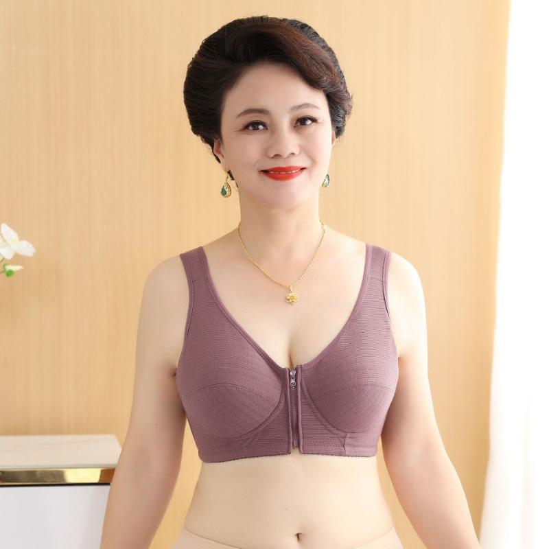 Cotton Cup Front Zipper Underwear Stainless Steel Vest Style Oversized Bra Solid Color Lightweight Breathable Soft Comfortable Casual Tank Top