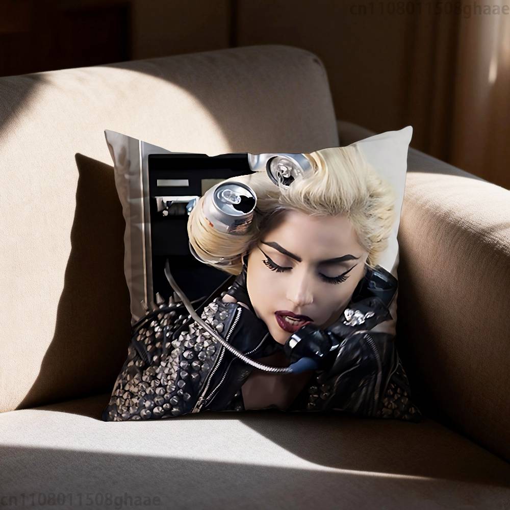 LLady Gaga Pillow Case Antidustmite Pillowcase Invisible zipper silky short plush Sofa cushion cover