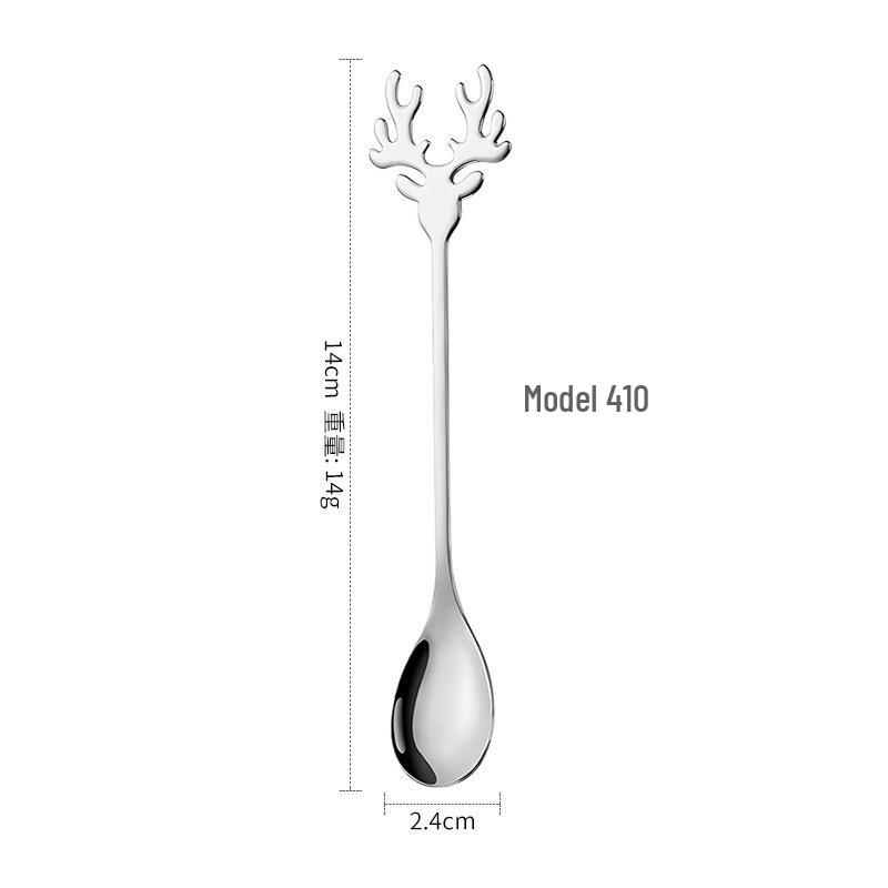 

Gold Stainless Steel Moose Dessert Spoon - Creative Little Deer Design for Christmas Coffee Stirring.