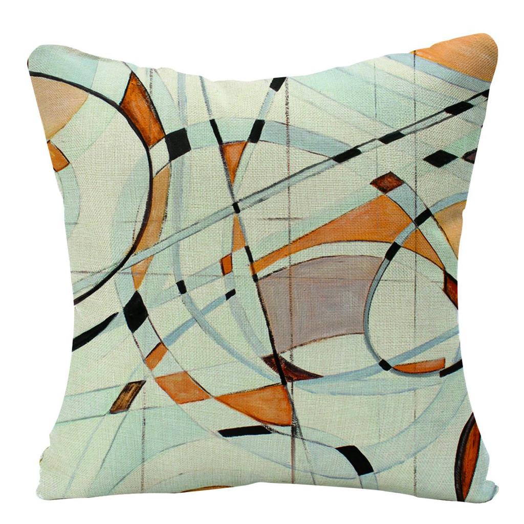Modern Simple Orange Geometric Abstract Linen Pillow Cover Home Cushion Cushion