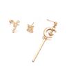 3Pcs Women Rhinestone Star Moon Bar Fashion Ear Studs Earrings Set Party Jewelry