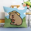Capybara Cartoon Cute Cushion Cover Washable Linen comfort Soft  for Sofa Bed Cozy Home Room Decor