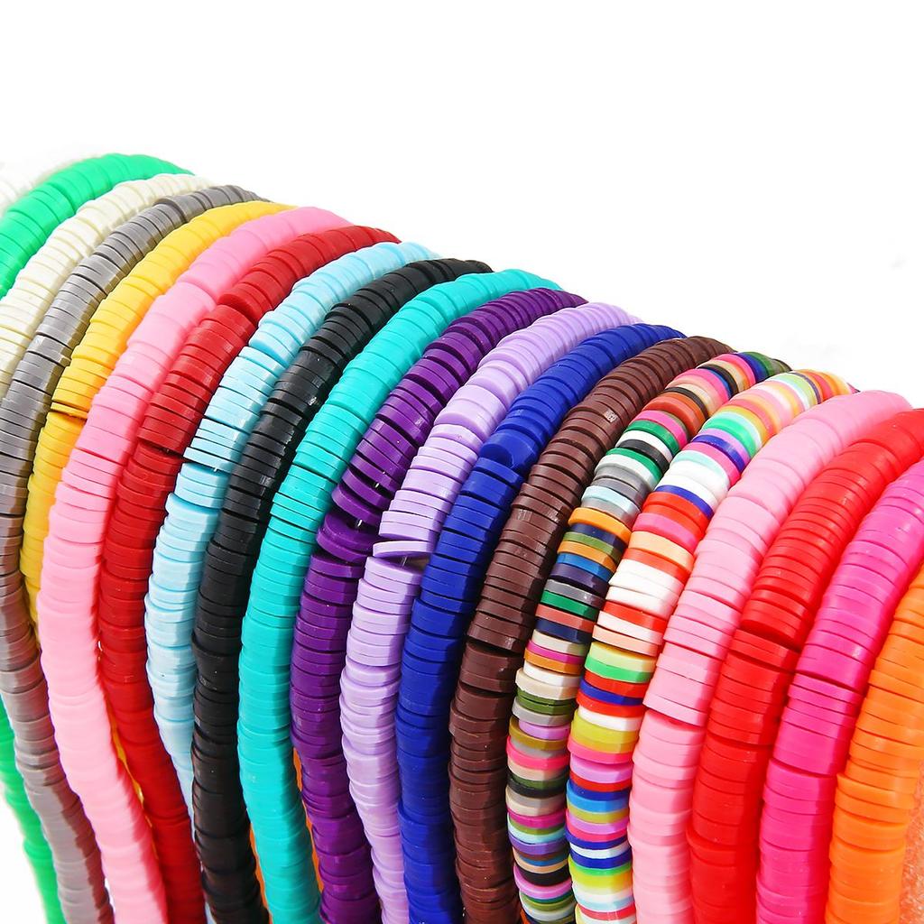 350 Stück 6 mm mehrfarbige Polymer-Ton-Flockenperlen für Schmuckherstellung, Armband, Halskette, Charm-Dekoration