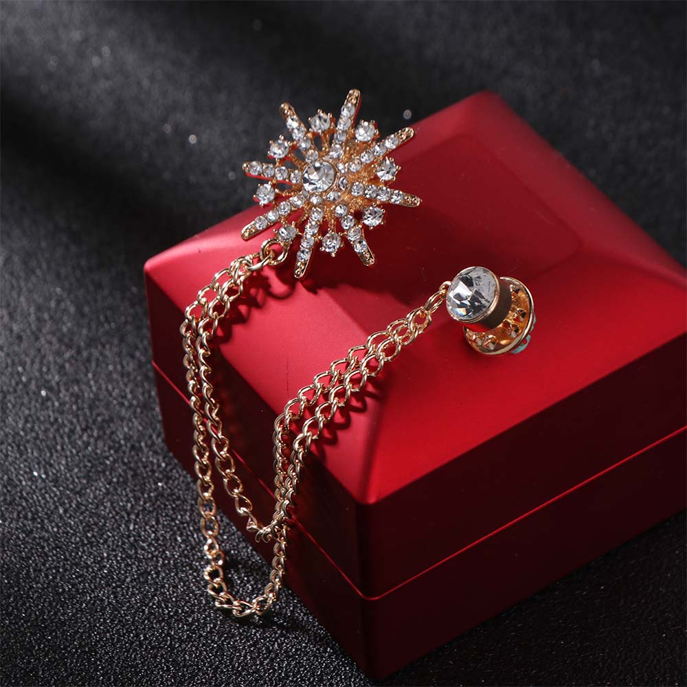 Zinc Zinc Alloy Men Brooch Tassel Chain Suit Lapel Pin Personality Star Tassel Brooch  Collar Decoration