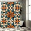 Vibrant Floral Shower Curtain Waterproof Printed Home Decor Bath Mat for Bathroom Accessories Orange Blue Pattern
