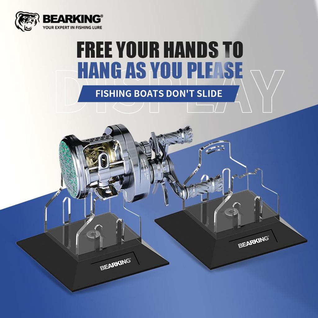 BEARKING High Transparency Display Stand PC Fishing Reel False Bait Display Storage Trapezoidal Chassis Anti Tipping