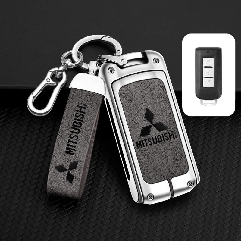 Leder Auto Schlüsselanhänger Hülle Keyless Schale für Mitsubishi Outlander Lancer Eclipse Mirage Xpander ASX Pajero Eclipse Cross Montero