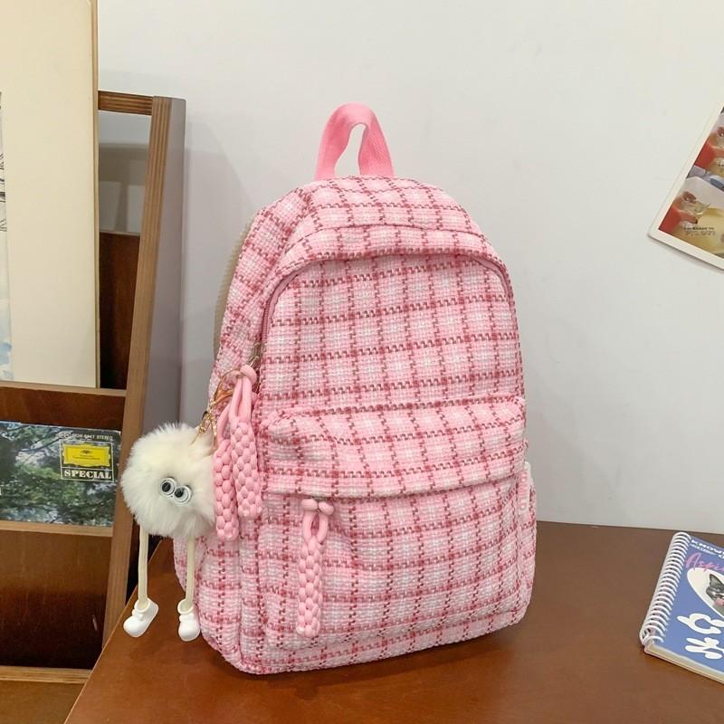 Chic Japanese Plaid Backpack High Quality Lightweight Long-lasting Design