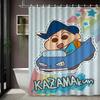 Crayon Shin-Chan & Friends & Shiro Night Forest Firefly Adventure Scene 2D Print Waterproof Shower Curtain, Mysterious Purple &