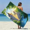 Pixel Art Fairy Castle Beach Towel Patterned Sunscreen And Windproof Suitable For Swimming Pool Camping Travel Blanket