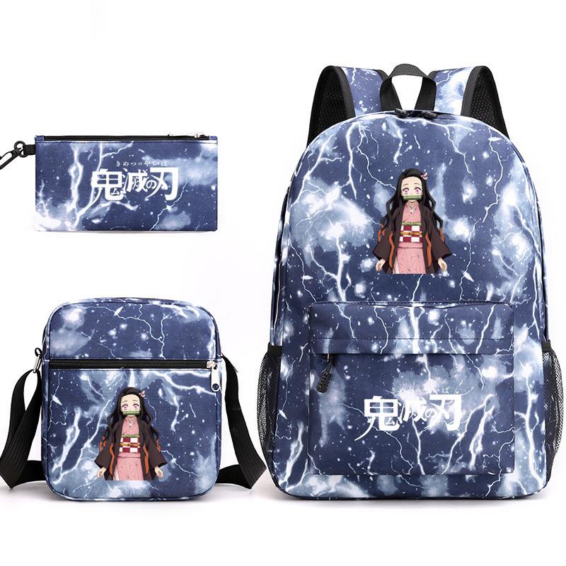 Anime Ghost Destroyer Blade Three-piece School Bag Small Shoulder Pencil Bag Primary and Secondary School Students Backpack