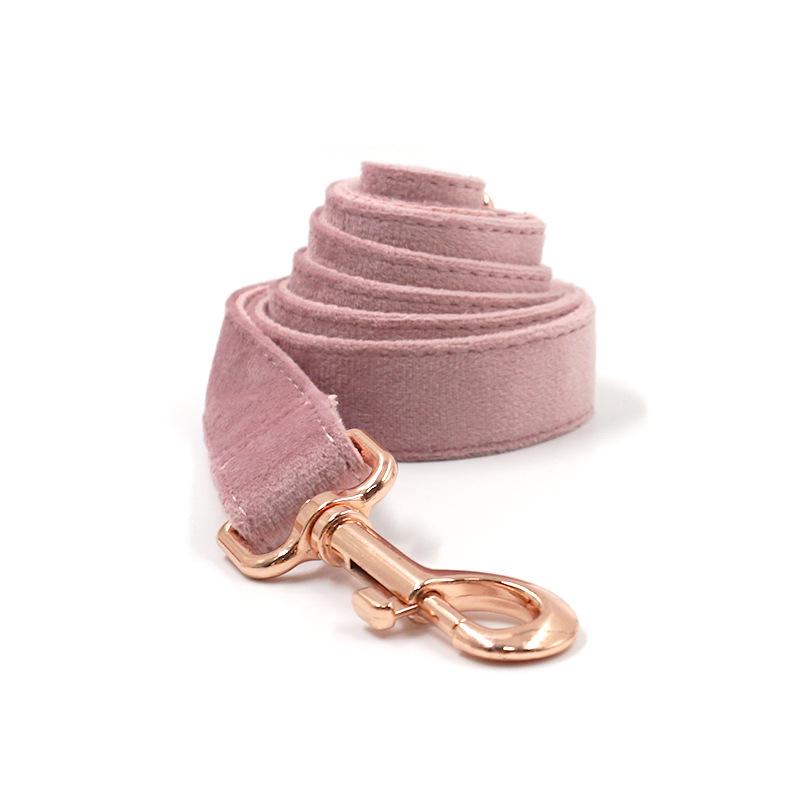 Mihaha Boss Champagne Pink Velvet Dog Leash with Rose Gold Buckle XL: 2.5x120CM