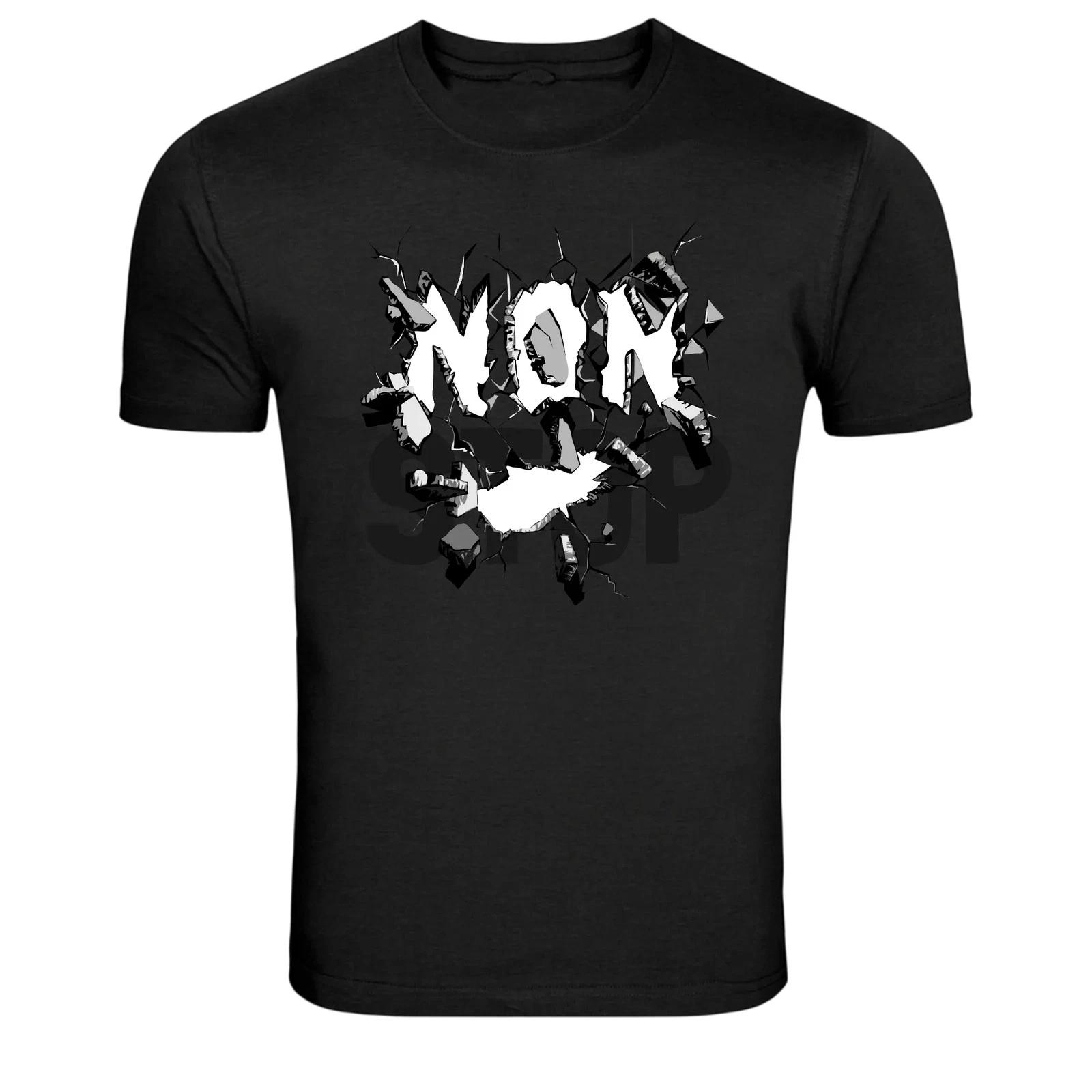 Non Stop Broken Wall Typography Graphic T-Shirt 2XL