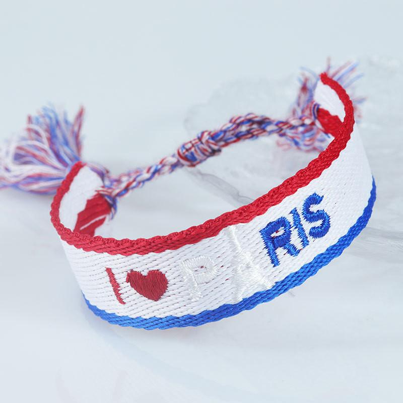 Sports Meeting Paris Couple Webbing Bracelet Embroidery Multicolour Pattern