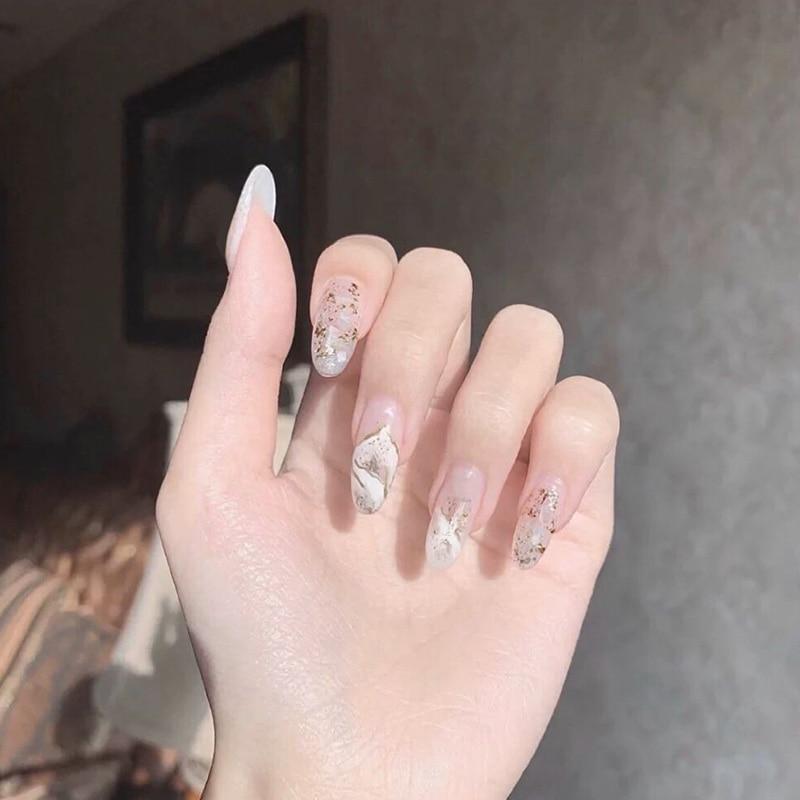 24Pcs False Nails Flame Fake Nails Glitter French Nail Tips Fashion Bevel Artificial Nails Nail Art Tools