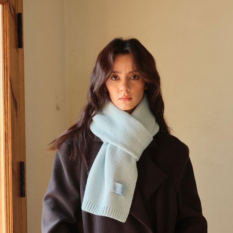 Winter New Solid Color Korean Knitted Wool Blended Luxury Women's Scarf Warm and Cold Proof Shawl Fashion Versatile Scarf