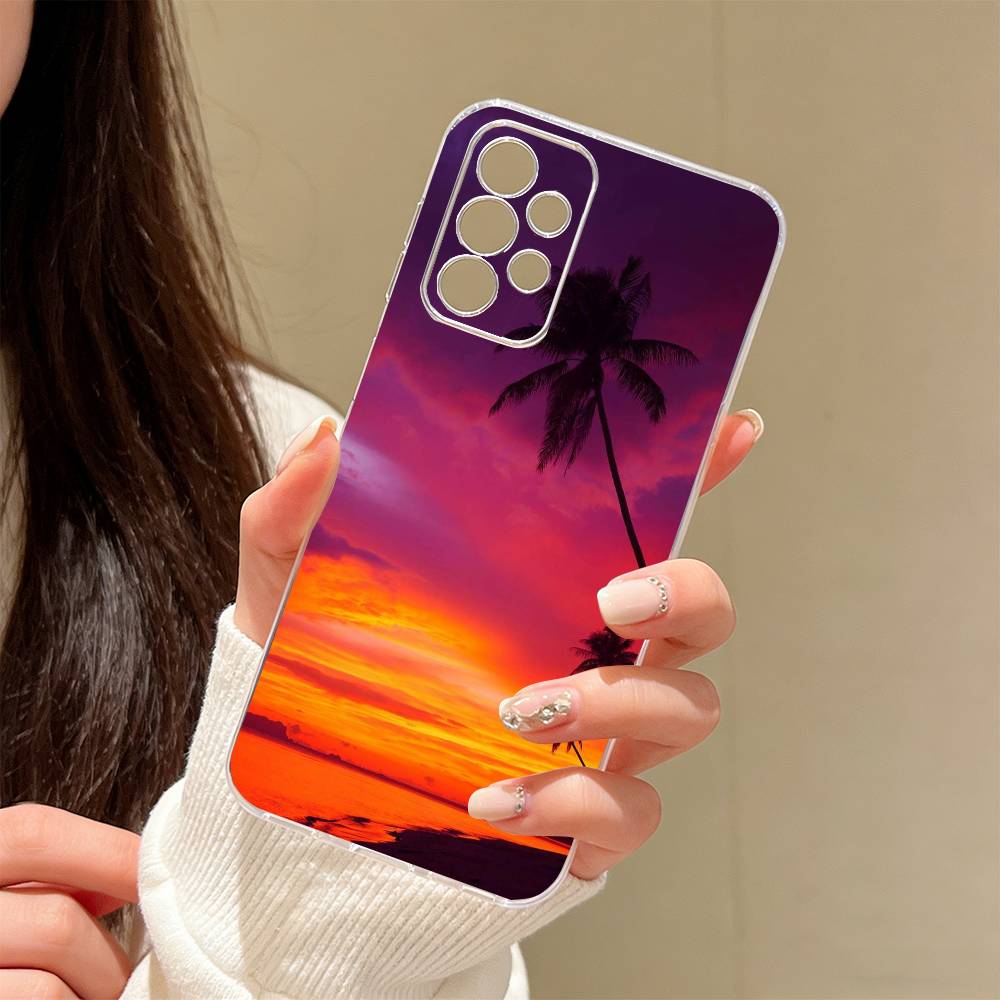Meeresblick Sonnenuntergang Handyhülle Transparentes Silikon Weich Für Samsung S25,S24,S21,S22,S23,S30,Ultra,S20,Plus,Fe