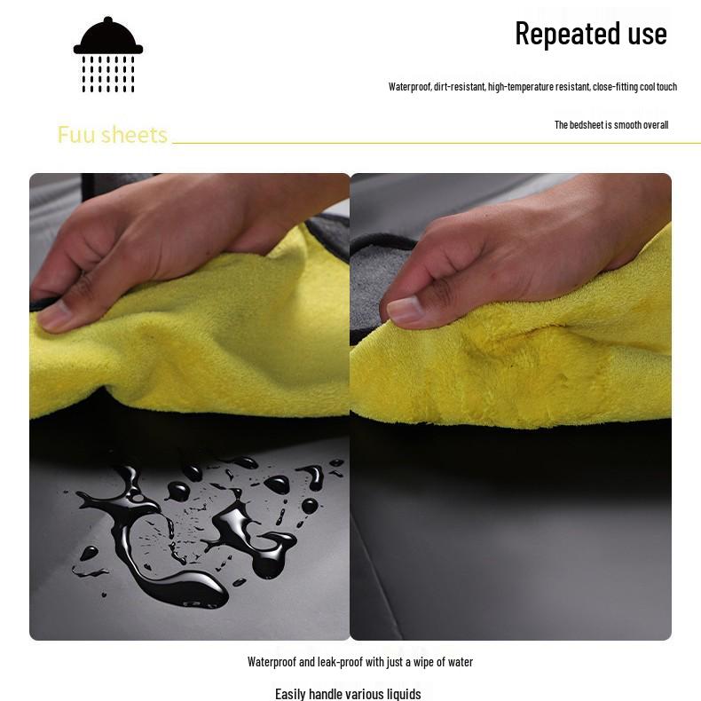 Intimate Waterproof Bed Sheet for Couples - Black, Oil & Water Resistant Thickened Pad for Sensual Activities & Massage
