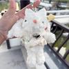Dopamine Grid Rabbit Soft Toy Keyring With Colorful Bow For Collectors