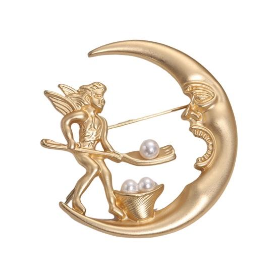 Women Brooch Flower Shape Rhinestone Retro Baroque Style Anti-slip Wear-resistant Suit Coat Collar Hat Scarf Decoration