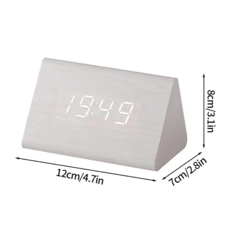 Digital LED Wooden Alarm Clock With Temperature Voice Control Snooze Electronic Desk Clock USB AAA Power Supply Decorations Home
