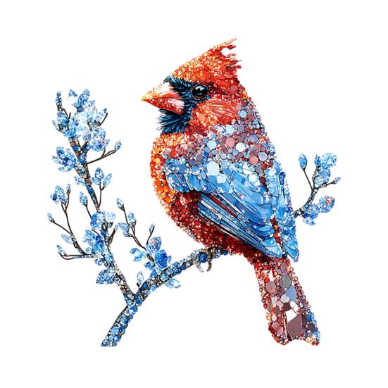 Red Bird Sun Catcher 2D Acrylic Bird Hanging Decoration Stained Glass Style Bluebird Suncatcher A