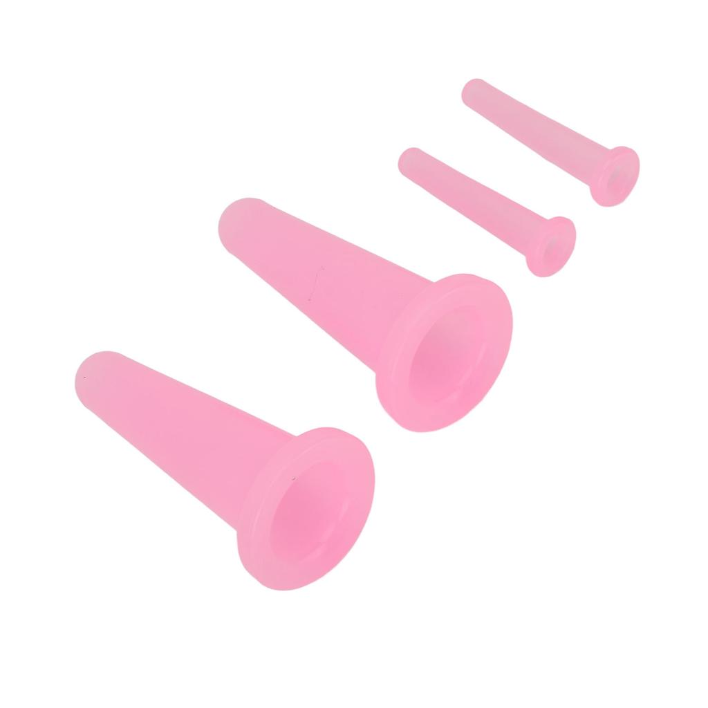 4pcs Vacuum Massage Cup Silicone Facial Suction Massage Cup For Home Use Cellulite Treatment Pink