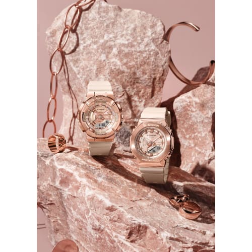 Casio Watch G-Shock Mid Size Model Metal Covered GM-S110PG-4AJF Ladies Pink Beige