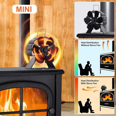 Mini 6 Blade Fireplace Fan Heat Powered Stove Fan Log Wood Burner Eco-fan Quiet Home Firewood Heater Efficient Heat Distribution