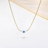 Women's Trendy Evil Blue Eye Pendant Necklaces Gift, Gold Color Stainless Steel Thin Chain Necklace Eyes Amulet Pendant Collar
