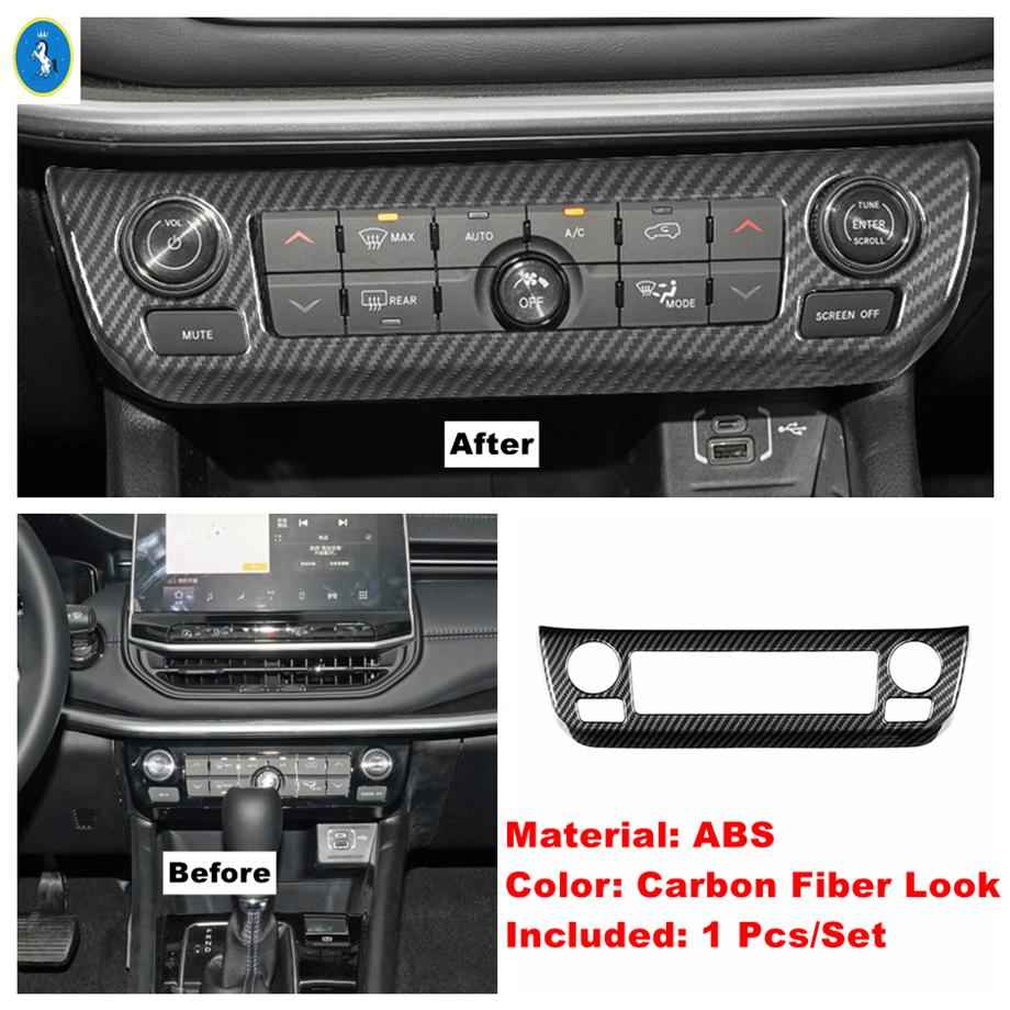 For Jeep Compass - Carbon Fiber Interior Gear Box / Engine Push / Glass Lift Button / Air AC Control Panel Cover Trim