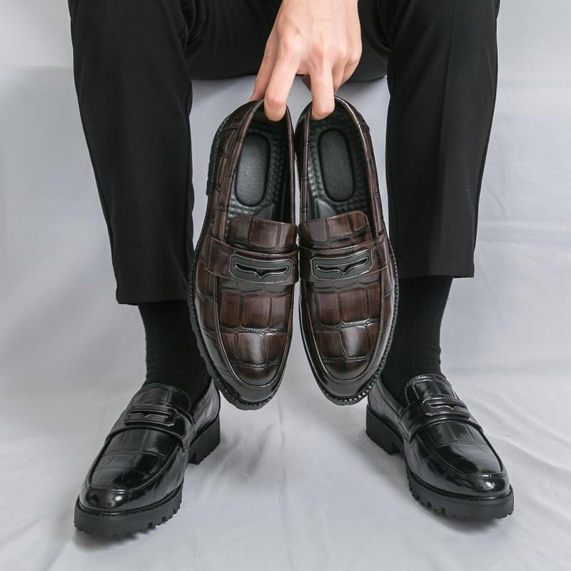Fashion Men Fashionable Loafers Black Brown European American Casual Comfortable Brand Office Leather Shoes Gentleman's Shoes Men