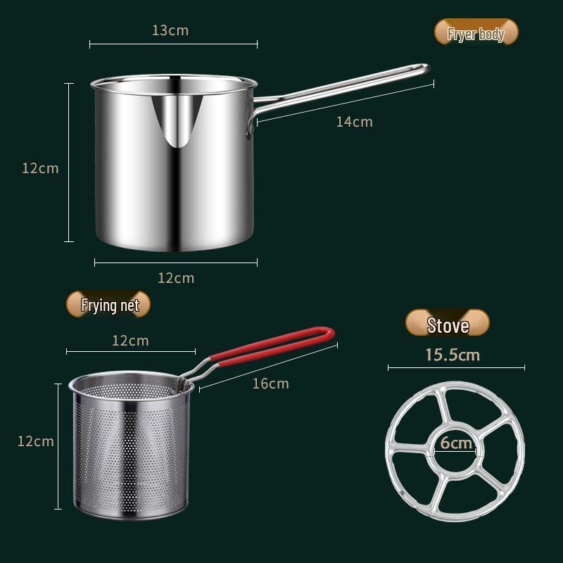 304 Stainless Steel Multi-Functional Frying Pot with Basket & Filter, Oil-Saving Deep Fryer, and Soup Pot