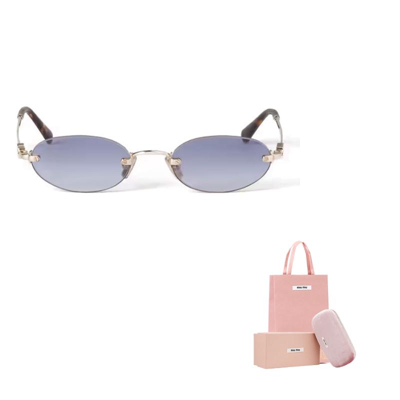MIU MIU Jednokolorowe owalne okulary przeciwsłoneczne Unisex okulary przeciwsłoneczne Złote SMUA54_EZVN_FE80O_C_051