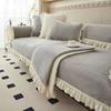Velvet Thicken Plush Sofa Cover Cat Pet Sofa Mat Ruffled Skirt Non Slip Couch Towel for Living Room Sectional Sofa Slipcovers
