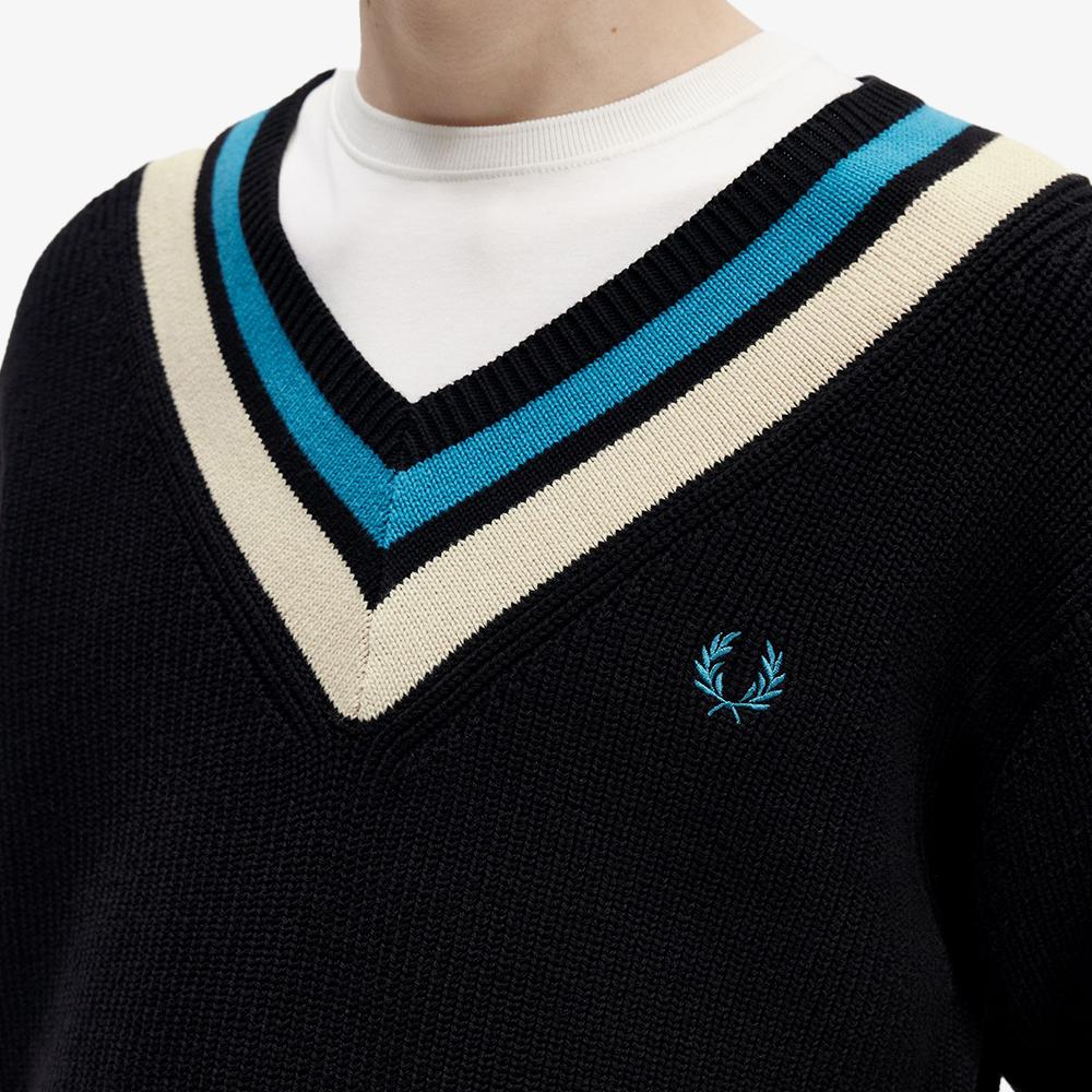 FRED PERRY [Sharp] Stripe Trim V-Neck Knit (102) Afpm2336523-102