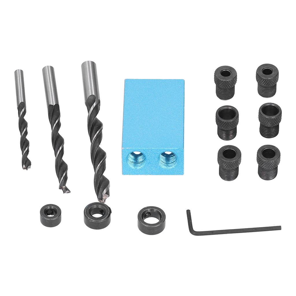 Woodwork Pocket Hole Jig 15 degrees  Aluminum Alloy Angle Carpentry Locator Jigs for Drilling14Pcs Set