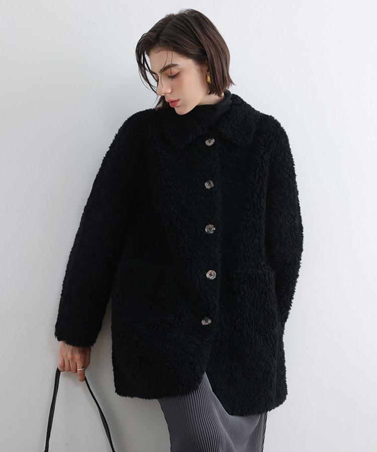 Epelle Moren Shearling Wool Collar Coat