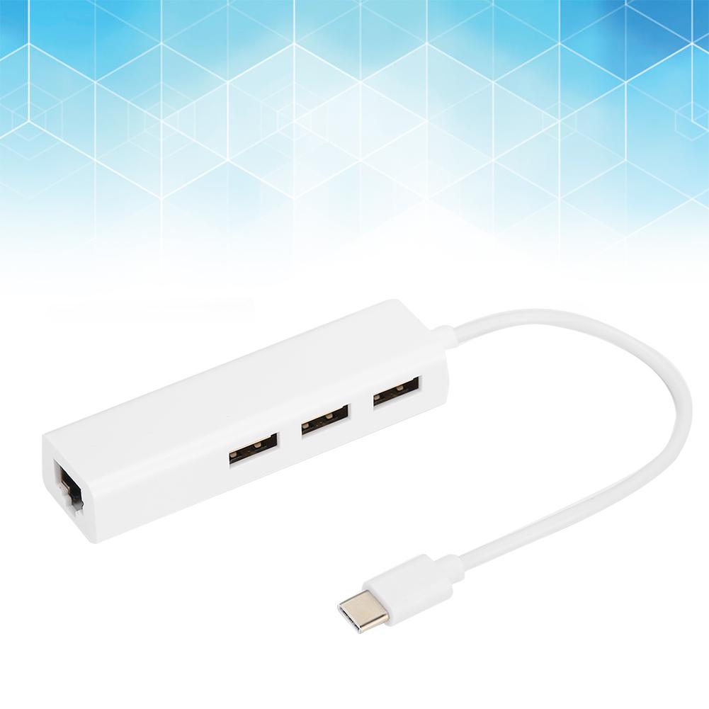 3-Port Hub USB2.0 RJ45 Lan Netzwerkkarte USB3.1 Typ-C zu Ethernet Adapter für OS X   Android