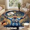 Custom Name Personalized Leo Messi Print Round Rug, Versatile Home Decor Carpet, for Playroom, Apartment, Balcony, Entryway, Hallway Gift