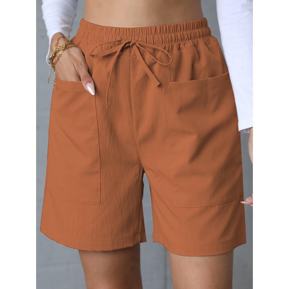 Trendy Women's Casual Drawstring Elastic Waist Relaxed Straight Leg Shorts, Lightweight Breathable Summer Shorts for Daily Wear & Outings shorts