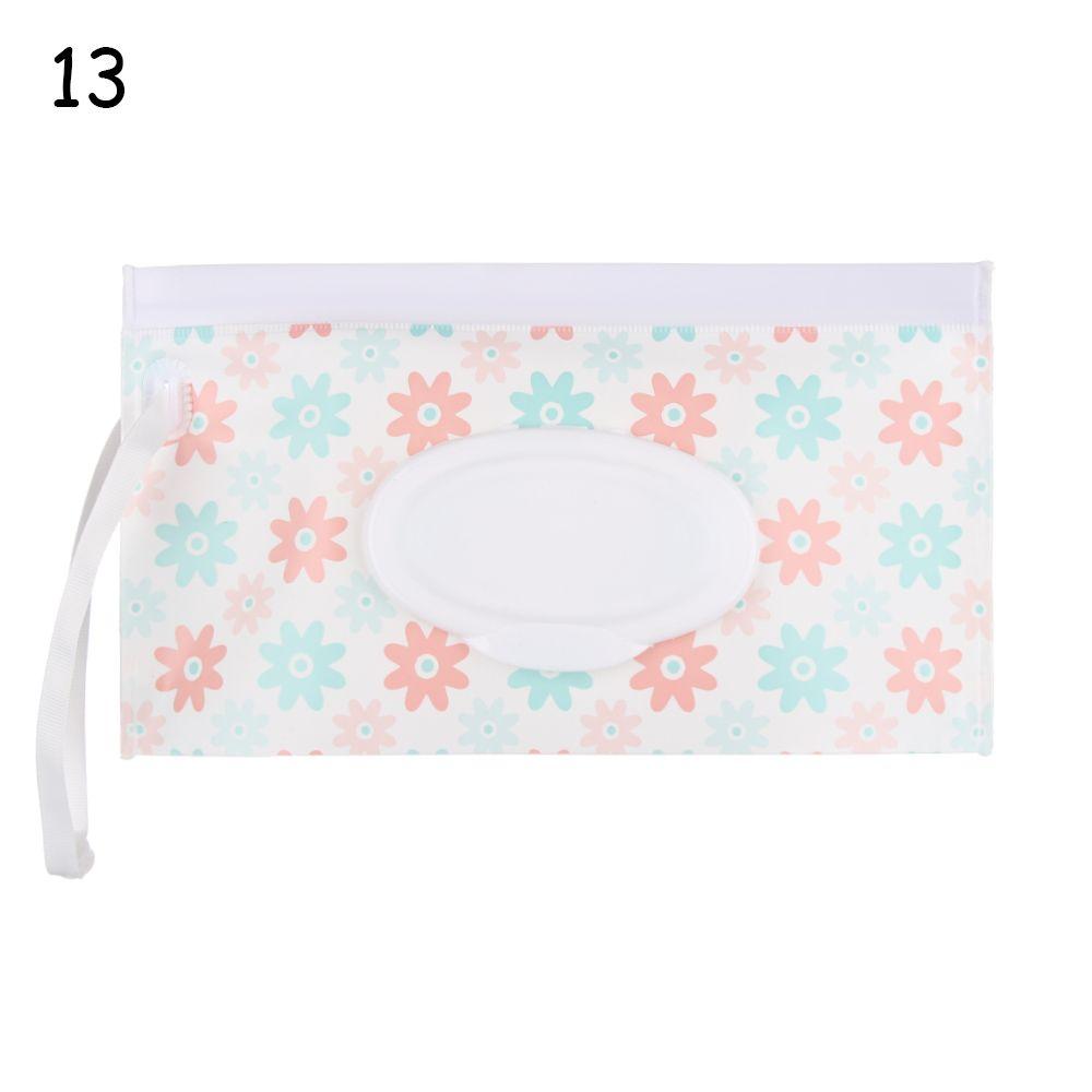 1pcs Fashion Cute Snap-Strap Flip Cover Carrying Case Portable Wet Wipes Bag Cosmetic Pouch Stroller Accessories Tissue Box