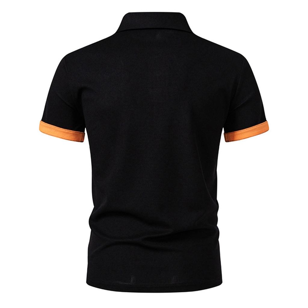 Men's Summer Colorblock Botton Short Sleeve Top Men's Casual Fashion Shirt