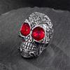 Stainless Steel Men's Dark Skull Ring, Red-eyed Skull Personalized Ring, Cross-border Halloween Retro Jewelry.