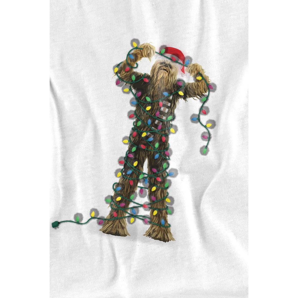 STAR WARS Mens Chewbacca Fairy Lights Christmas T-Shirt