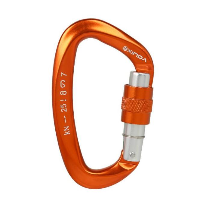 25KN Mountaineering Caving Rock Climbing Carabiner D Shaped Safety Master Screw Lock Buckle