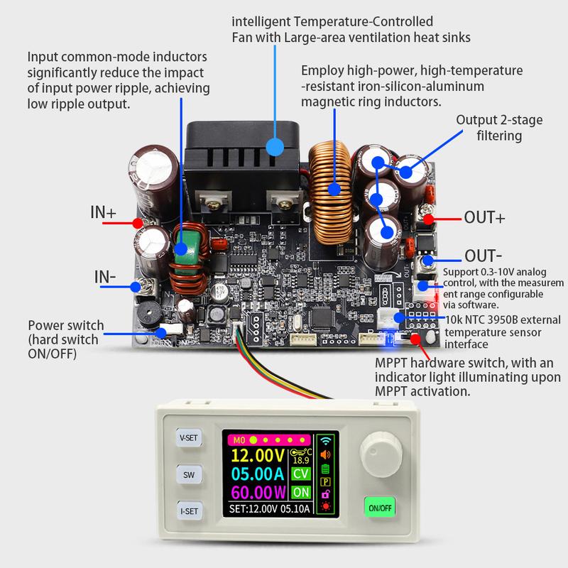 XY7025S 1750W 25A CNC BUCK DC Power Supply  Adjustable CV CC CW Step-Down Converter MPPT Charging 12-85V To 0-70V WIFI 485 IR