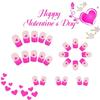 24pcs French Tip Artificial Nail with Heart Pattern Short Square Acrylic Nail Press On Nail Valentines Nail Accessories
